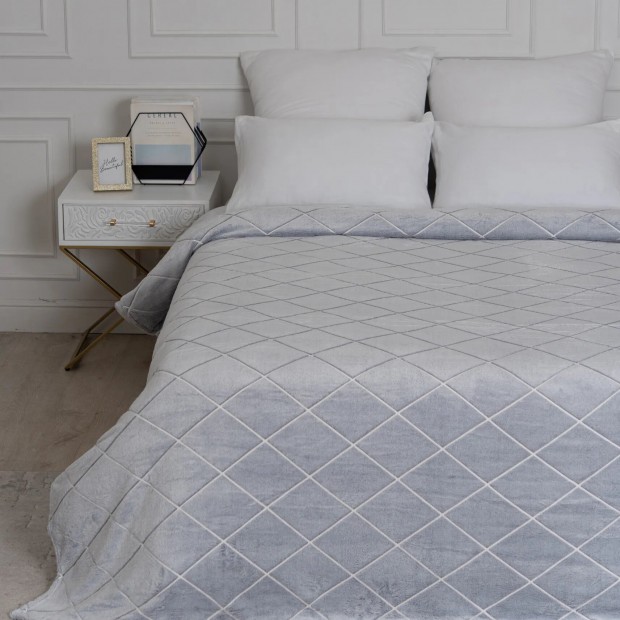 Клетка (пепел) плед велсофт