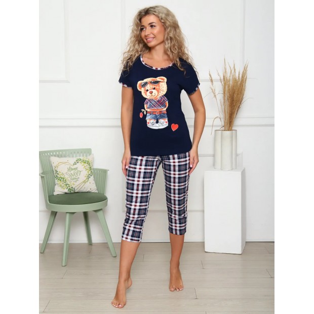 Панчо(синий) футболка+бриджи