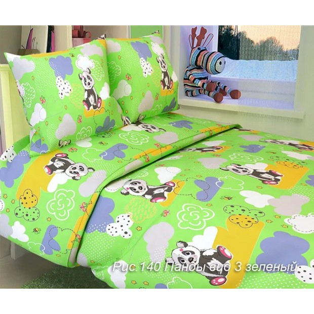 Панда(зел) КПБ бязь детский