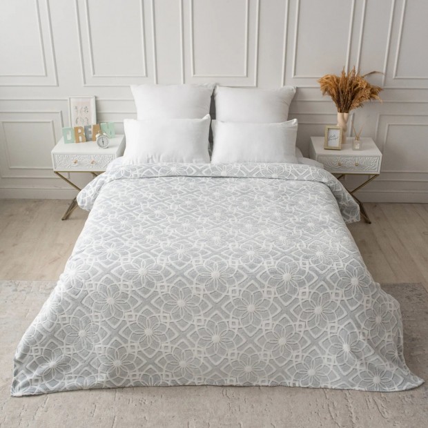 Лотос(серебро) плед велсофт тубус