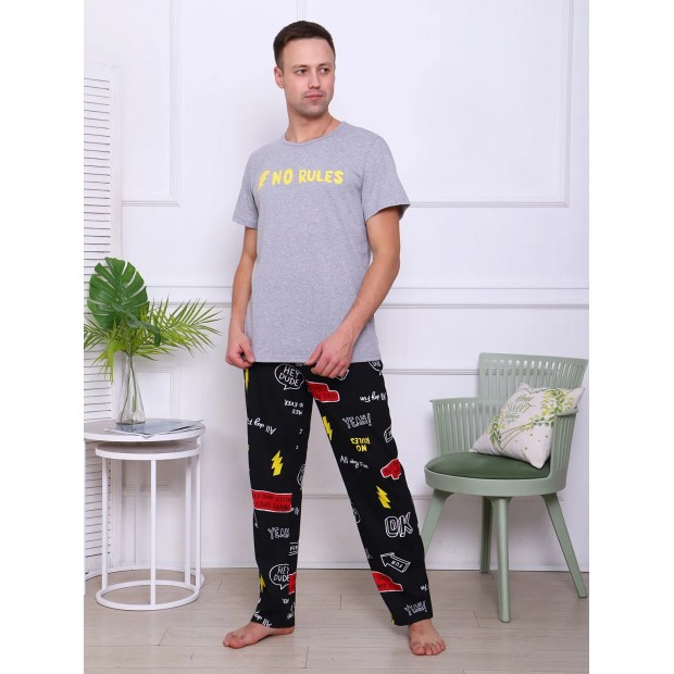 Молния (серый) комплект (футболка+брюки)