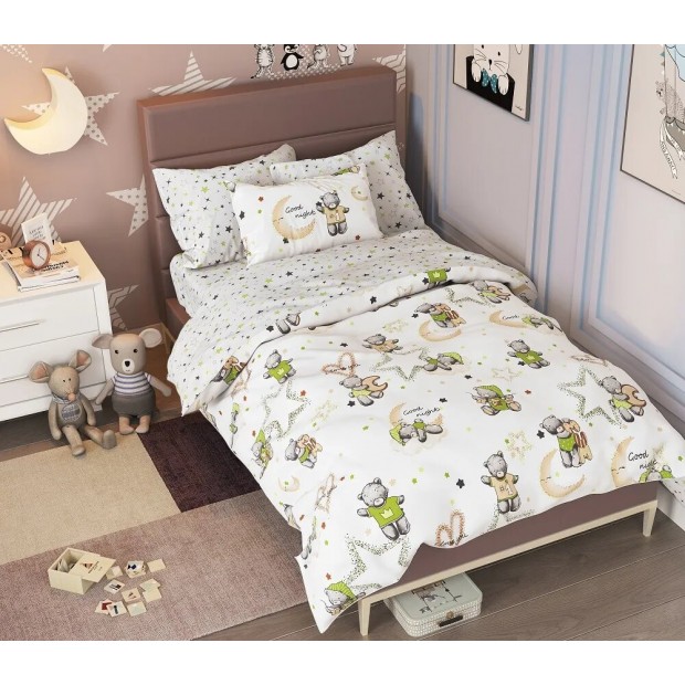 Мишки(салат) КПБ поплин детский