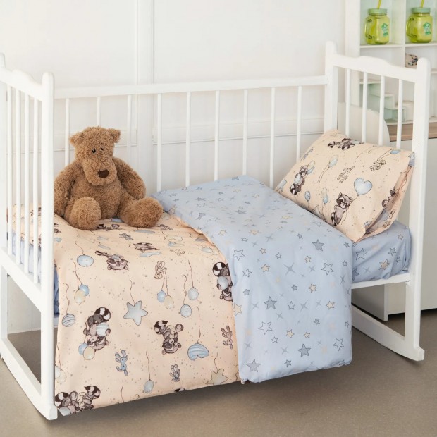 Еноты (беж) КПБ поплин детский