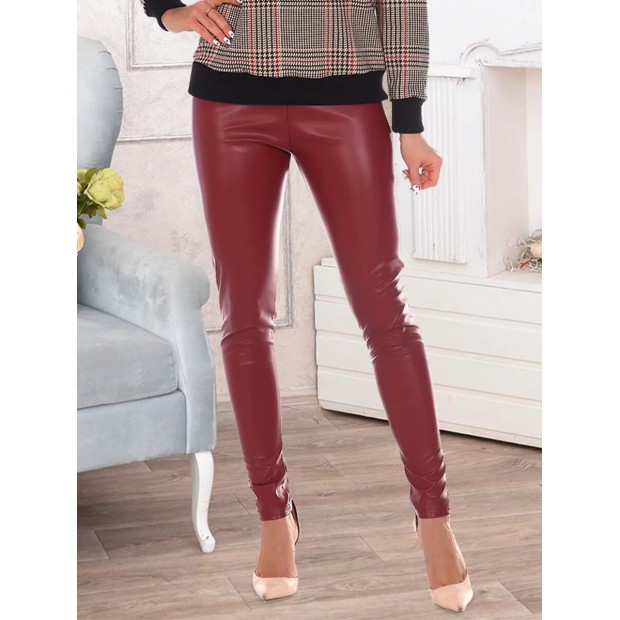 Легинсы (бордо) кожаные