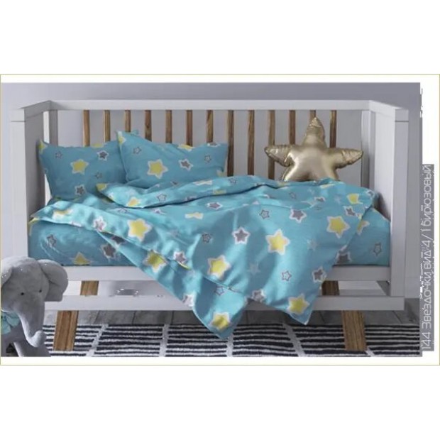 Звездочки(бирюза) КПБ бязь детский