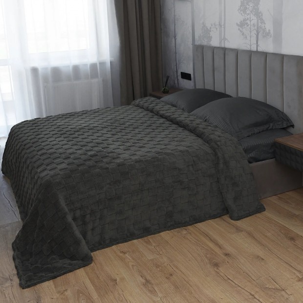 Домино (серый) Плед велсофт