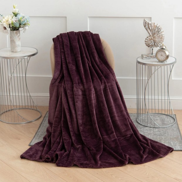 Плетенка(баклажан) Плед велсофт