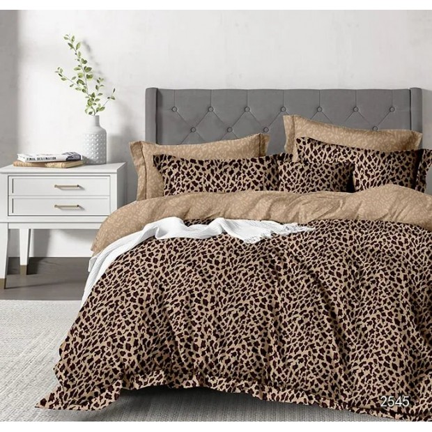 Леопард КПБ сатин с простыней на резинке