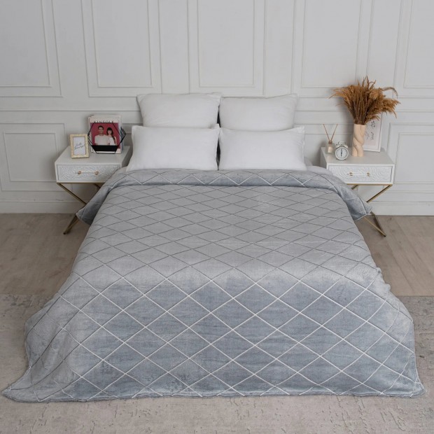 Клетка (платина) плед велсофт