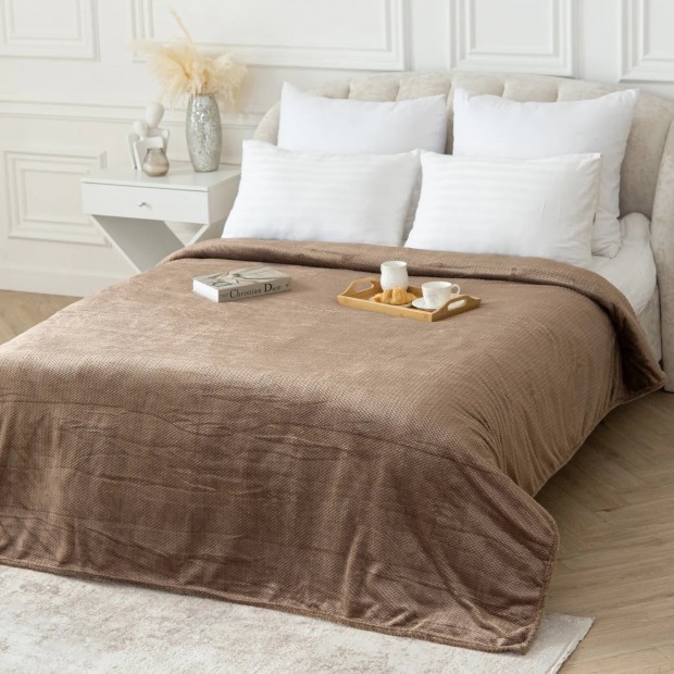 Плетенка(капучино) Плед велсофт