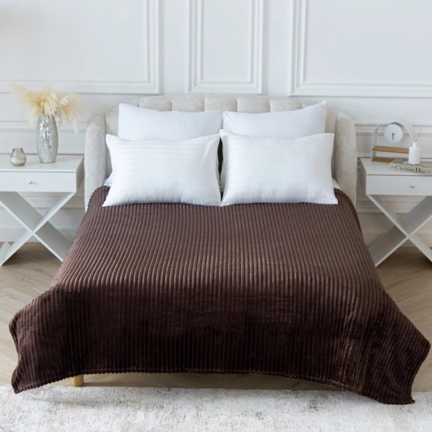 Вертикаль(шоколад) плед велсофт