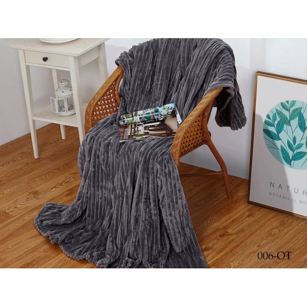 Вертикаль (серый туман, однотон) плед велсофт