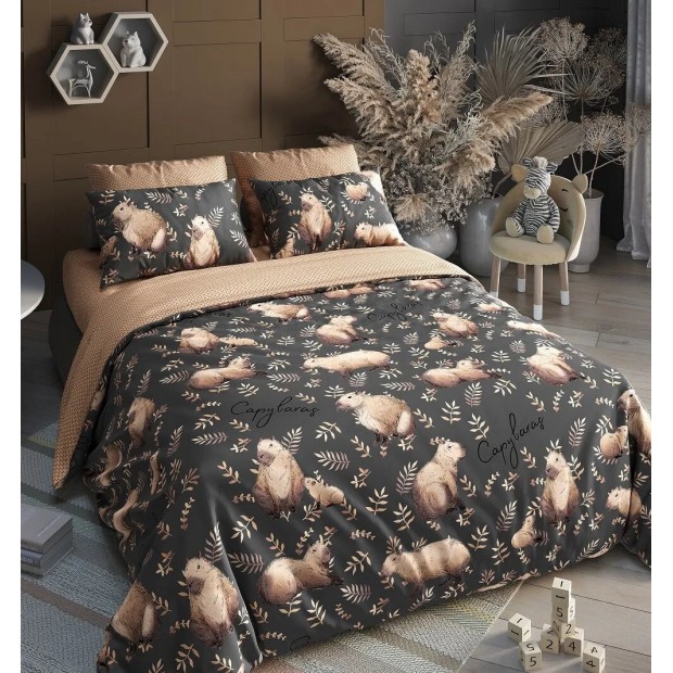 Капибары (темный) КПБ поплин подростковый