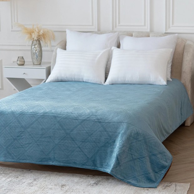 Ромбы(морская волна) плед велсофт