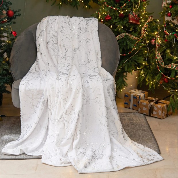 Мрамор(бел) плед велсофт