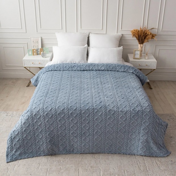 Ромбики(глициния) плед велсофт