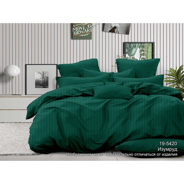 Постельное белье страйп-сатин Изумруд