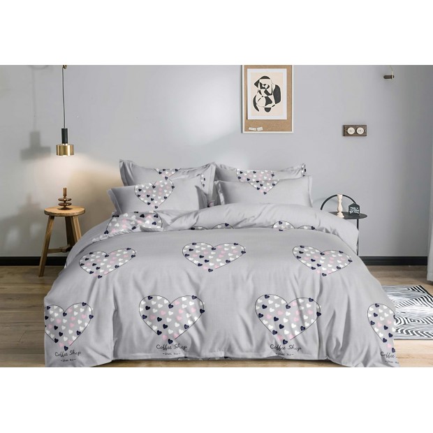 Постельное белье полисатин на молнии - Сердца