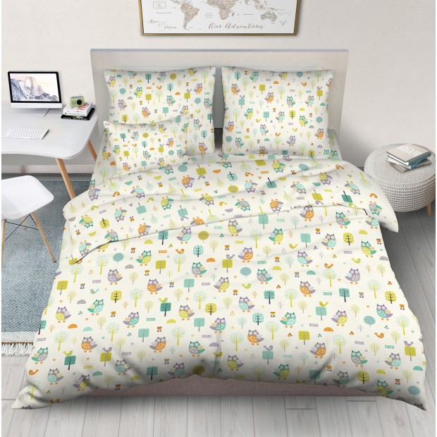 КПБ бязь в детскую кроватку - Совушки