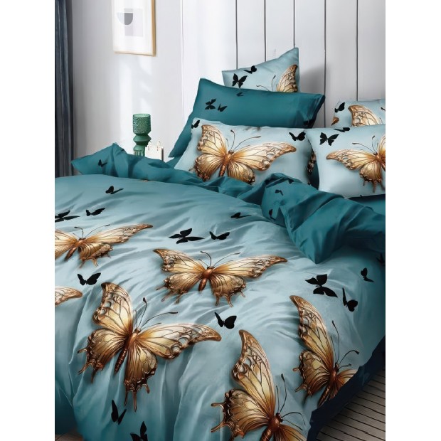 КПБ поплин эксклюзив (молния) - БАБОЧКИ НА БИРЮЗОВОМ КПБ поплин эксклюзив (молния) - БАБОЧКИ НА БИРЮЗОВОМ