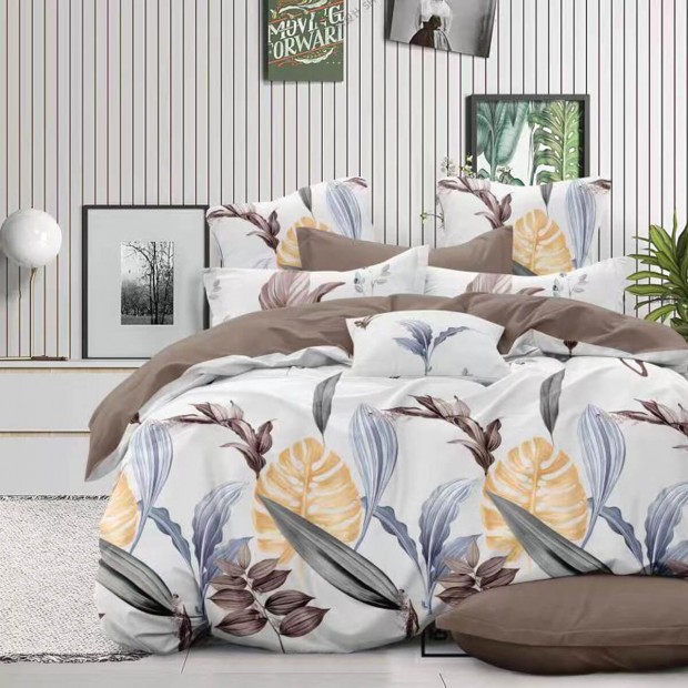 КПБ Поплин Эксклюзив (молния) - ТРОПИЧЕСКИЕ ЛИСТЬЯ