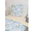 КПБ Поплин 1,5 сп с 1 нав. 70*70 с детским рисунком - Гусь-обнимусь (мята) - small4