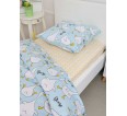 КПБ Поплин 1,5 сп с 1 нав. 70*70 с детским рисунком - Гусь-обнимусь (мята) - small6
