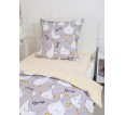 КПБ Поплин 1,5 сп с 1 нав. 70*70 с детским рисунком - Гусь-обнимусь (серый) - small4