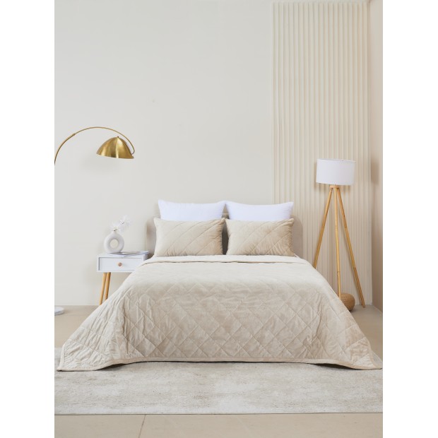 Набор покрывало и чехлы на подушку - Кристалл, цвет кремовый