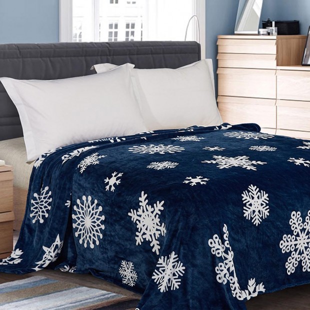 Плед Велсофт набивной - Снежинка