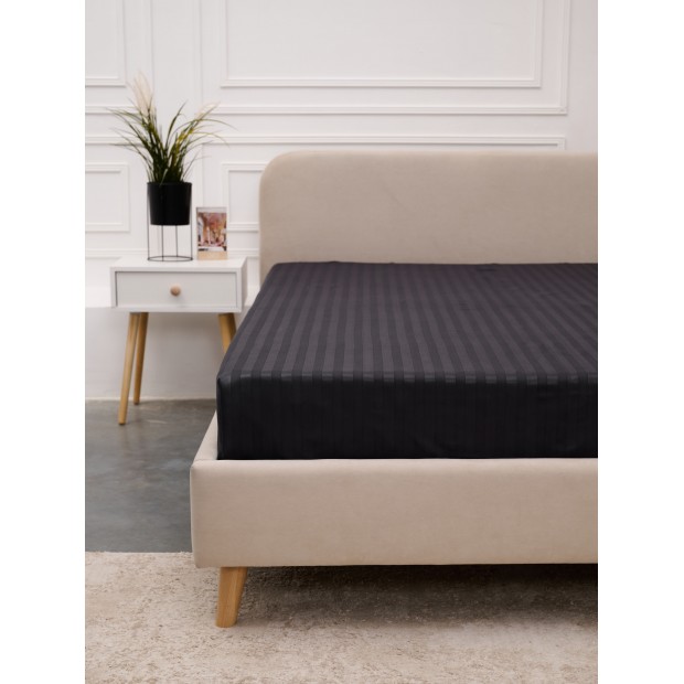 Простыня Микрофибра Страйп - Графит (Сток)