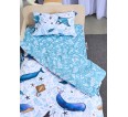 Постельное белье детское поплин с простыней на резинке - Киты - small2