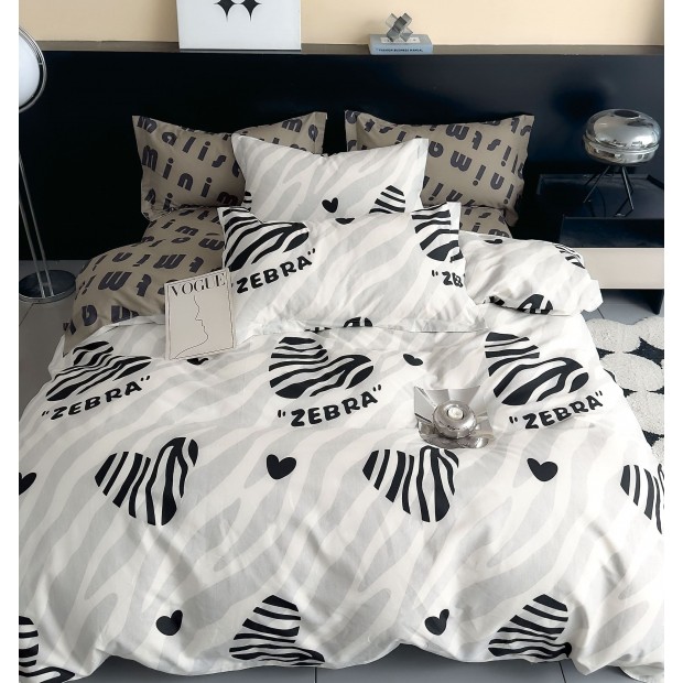Постельное белье сатин элит на молнии - Зебра