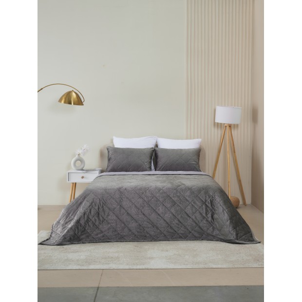 Набор покрывало и чехлы на подушку - Кристалл, цвет графит