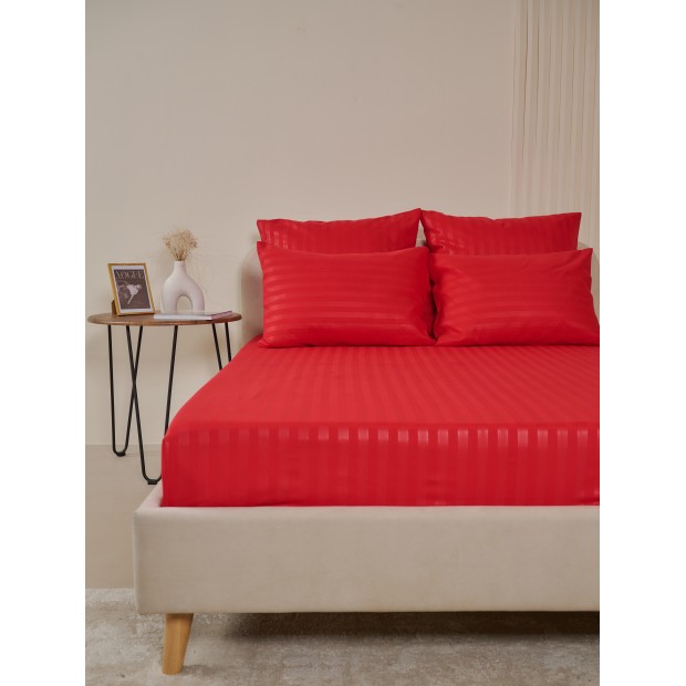 Простыня Микрофибра Страйп на резинке - Красный