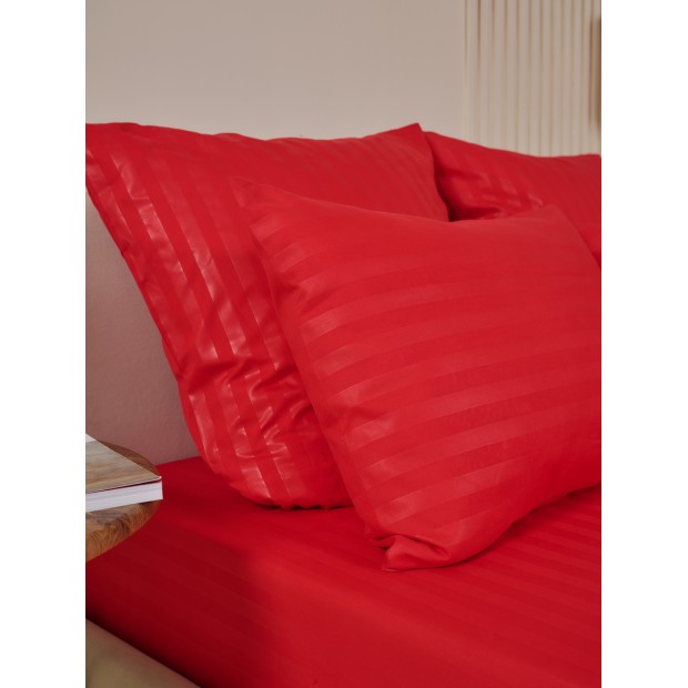 Наволочка микрофибра - страйп без молнии - Красный (Сток)