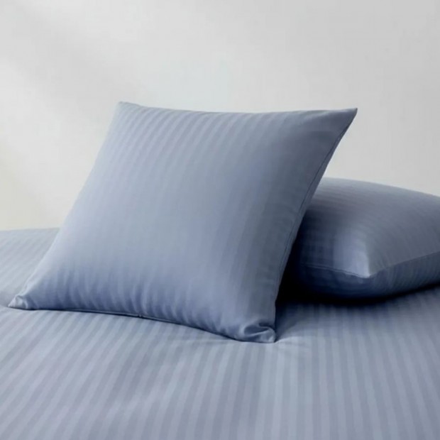 Наволочка микрофибра - страйп без молнии - Голубая лаванда 1х1 (Сток)