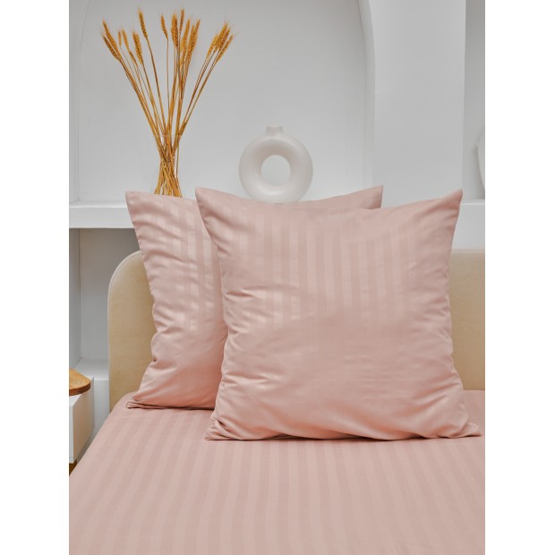 Наволочка микрофибра - страйп без молнии - Пудра (Сток)