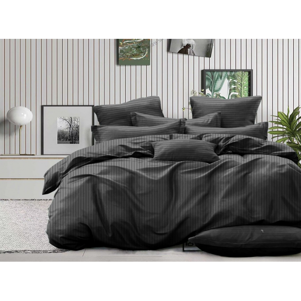 Постельное белье поплин "Black" (полоска 1х1 см)